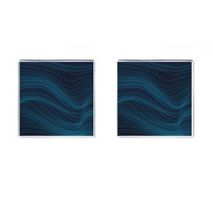 Abstract Glowing Blue Wave Lines Pattern With Particles Elements Dark Background Cufflinks (square) by Wegoenart