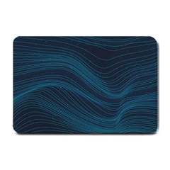 Abstract Glowing Blue Wave Lines Pattern With Particles Elements Dark Background Small Doormat  by Wegoenart