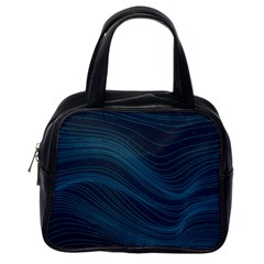 Abstract Glowing Blue Wave Lines Pattern With Particles Elements Dark Background Classic Handbag (one Side) by Wegoenart