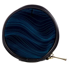 Abstract Glowing Blue Wave Lines Pattern With Particles Elements Dark Background Mini Makeup Bag by Wegoenart