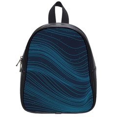 Abstract Glowing Blue Wave Lines Pattern With Particles Elements Dark Background School Bag (small) by Wegoenart