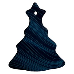 Abstract Glowing Blue Wave Lines Pattern With Particles Elements Dark Background Christmas Tree Ornament (two Sides) by Wegoenart