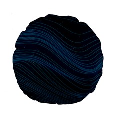 Abstract Glowing Blue Wave Lines Pattern With Particles Elements Dark Background Standard 15  Premium Round Cushions by Wegoenart