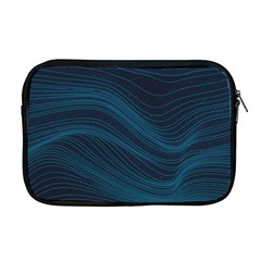 Abstract Glowing Blue Wave Lines Pattern With Particles Elements Dark Background Apple Macbook Pro 17  Zipper Case by Wegoenart