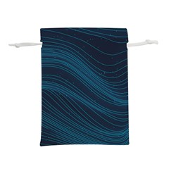 Abstract Glowing Blue Wave Lines Pattern With Particles Elements Dark Background Lightweight Drawstring Pouch (s) by Wegoenart