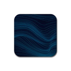 Abstract Glowing Blue Wave Lines Pattern With Particles Elements Dark Background Rubber Coaster (square)  by Wegoenart