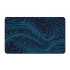 Abstract Glowing Blue Wave Lines Pattern With Particles Elements Dark Background Magnet (rectangular) by Wegoenart