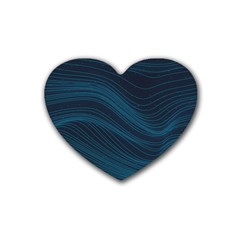 Abstract Glowing Blue Wave Lines Pattern With Particles Elements Dark Background Rubber Coaster (heart)  by Wegoenart