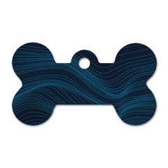 Abstract Glowing Blue Wave Lines Pattern With Particles Elements Dark Background Dog Tag Bone (one Side) by Wegoenart