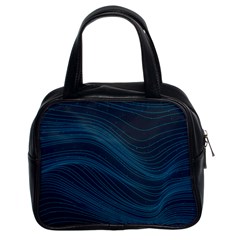 Abstract Glowing Blue Wave Lines Pattern With Particles Elements Dark Background Classic Handbag (two Sides) by Wegoenart