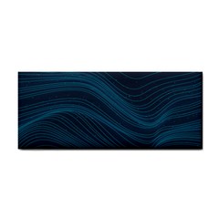 Abstract Glowing Blue Wave Lines Pattern With Particles Elements Dark Background Hand Towel