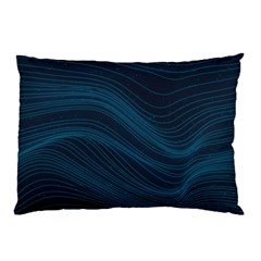 Abstract Glowing Blue Wave Lines Pattern With Particles Elements Dark Background Pillow Case by Wegoenart