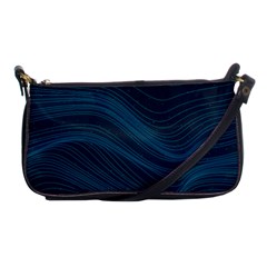 Abstract Glowing Blue Wave Lines Pattern With Particles Elements Dark Background Shoulder Clutch Bag by Wegoenart