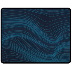 Abstract Glowing Blue Wave Lines Pattern With Particles Elements Dark Background Double Sided Fleece Blanket (medium)  by Wegoenart