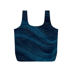 Abstract Glowing Blue Wave Lines Pattern With Particles Elements Dark Background Full Print Recycle Bag (s) by Wegoenart