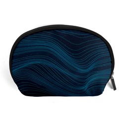 Abstract Glowing Blue Wave Lines Pattern With Particles Elements Dark Background Accessory Pouch (large) by Wegoenart