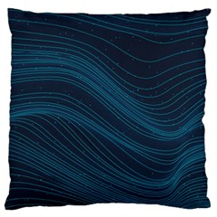 Abstract Glowing Blue Wave Lines Pattern With Particles Elements Dark Background Standard Flano Cushion Case (two Sides) by Wegoenart