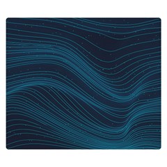 Abstract Glowing Blue Wave Lines Pattern With Particles Elements Dark Background Double Sided Flano Blanket (small)  by Wegoenart