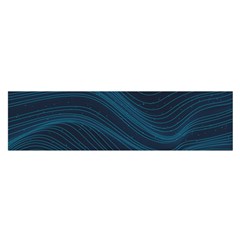 Abstract Glowing Blue Wave Lines Pattern With Particles Elements Dark Background Satin Scarf (oblong) by Wegoenart