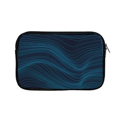 Abstract Glowing Blue Wave Lines Pattern With Particles Elements Dark Background Apple Macbook Pro 13  Zipper Case by Wegoenart