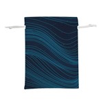 Abstract Glowing Blue Wave Lines Pattern With Particles Elements Dark Background Lightweight Drawstring Pouch (M) Back