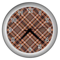 Tartan Scotland Seamless Plaid Pattern Vintage Check Color Square Geometric Texture Wall Clock (silver) by Wegoenart