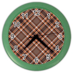 Tartan Scotland Seamless Plaid Pattern Vintage Check Color Square Geometric Texture Color Wall Clock by Wegoenart