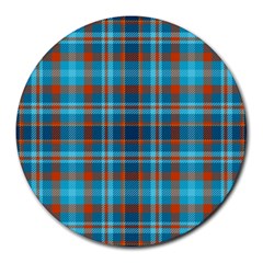 Tartan Scotland Seamless Plaid Pattern Vintage Check Color Square Geometric Texture Round Mousepads by Wegoenart