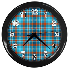 Tartan Scotland Seamless Plaid Pattern Vintage Check Color Square Geometric Texture Wall Clock (black) by Wegoenart