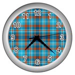 Tartan Scotland Seamless Plaid Pattern Vintage Check Color Square Geometric Texture Wall Clock (Silver) Front