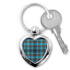 Tartan Scotland Seamless Plaid Pattern Vintage Check Color Square Geometric Texture Key Chain (heart) by Wegoenart