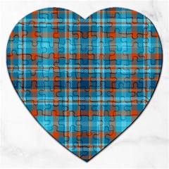 Tartan Scotland Seamless Plaid Pattern Vintage Check Color Square Geometric Texture Jigsaw Puzzle (heart)