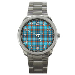 Tartan Scotland Seamless Plaid Pattern Vintage Check Color Square Geometric Texture Sport Metal Watch by Wegoenart