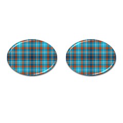 Tartan Scotland Seamless Plaid Pattern Vintage Check Color Square Geometric Texture Cufflinks (oval) by Wegoenart