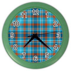 Tartan Scotland Seamless Plaid Pattern Vintage Check Color Square Geometric Texture Color Wall Clock by Wegoenart