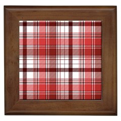 Red Abstract Check Textile Seamless Pattern Framed Tile