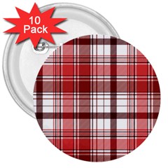 Red Abstract Check Textile Seamless Pattern 3  Buttons (10 Pack)  by Wegoenart