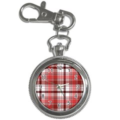 Red Abstract Check Textile Seamless Pattern Key Chain Watches by Wegoenart