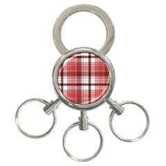 Red Abstract Check Textile Seamless Pattern 3-ring Key Chain