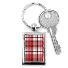 Red Abstract Check Textile Seamless Pattern Key Chain (rectangle)