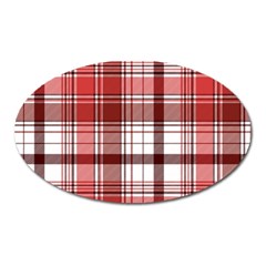 Red Abstract Check Textile Seamless Pattern Oval Magnet by Wegoenart