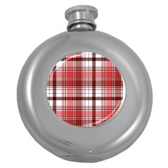 Red Abstract Check Textile Seamless Pattern Round Hip Flask (5 Oz) by Wegoenart