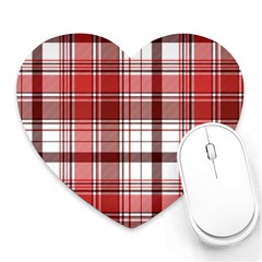 Red Abstract Check Textile Seamless Pattern Heart Mousepads by Wegoenart