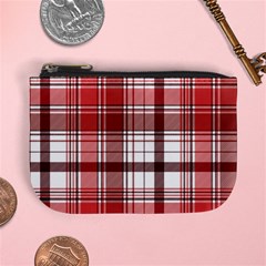 Red Abstract Check Textile Seamless Pattern Mini Coin Purse