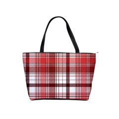 Red Abstract Check Textile Seamless Pattern Classic Shoulder Handbag by Wegoenart