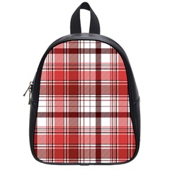 Red Abstract Check Textile Seamless Pattern School Bag (small) by Wegoenart