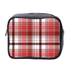 Red Abstract Check Textile Seamless Pattern Mini Toiletries Bag (two Sides) by Wegoenart