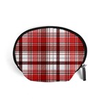 Red Abstract Check Textile Seamless Pattern Accessory Pouch (Small) Front