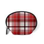 Red Abstract Check Textile Seamless Pattern Accessory Pouch (Small) Back