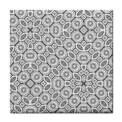 Black And White Baroque Ornate Print Pattern Tile Coaster